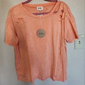 Sale🎃 BiBi Mineral Wash Orange Dream 95% Cotton 5% Spandex Vintage-Style Coral